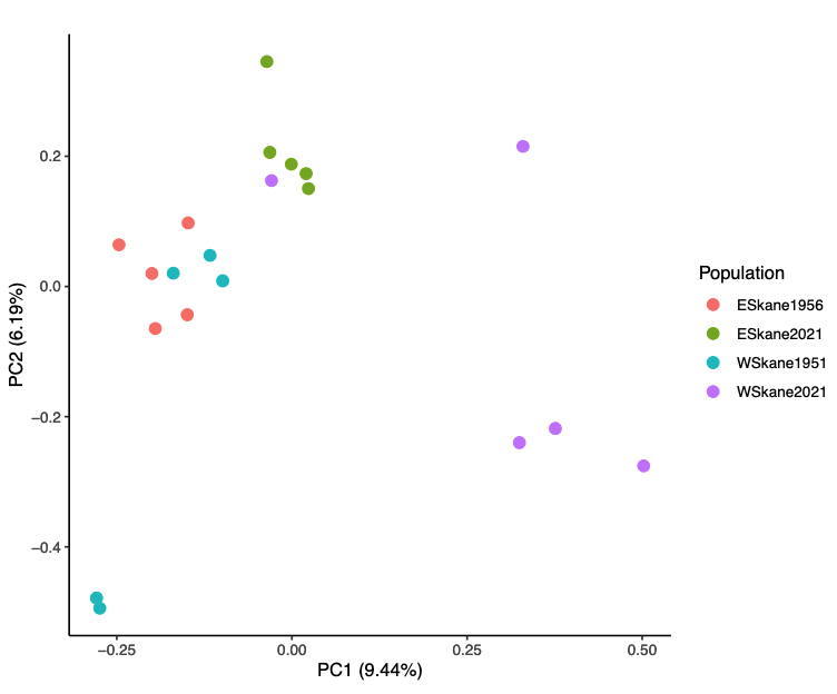 A PCA showing population structure